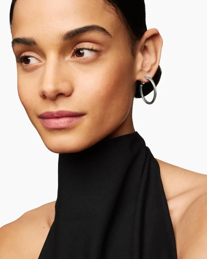 Cable Hoop Earrings In Sterling Silver 1in Women David Yurman Hoop Cable Hoop Earrings In Sterling Silver 1in Women David Yurman Hoop