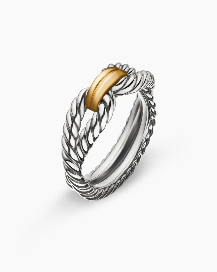 Cable Loop Band Ring In Sterling Silver With 18K Yellow Gold 7mm Women David Yurman Band Cable Loop Band Ring In Sterling Silver With 18K Yellow Gold 7mm Women David Yurman Band