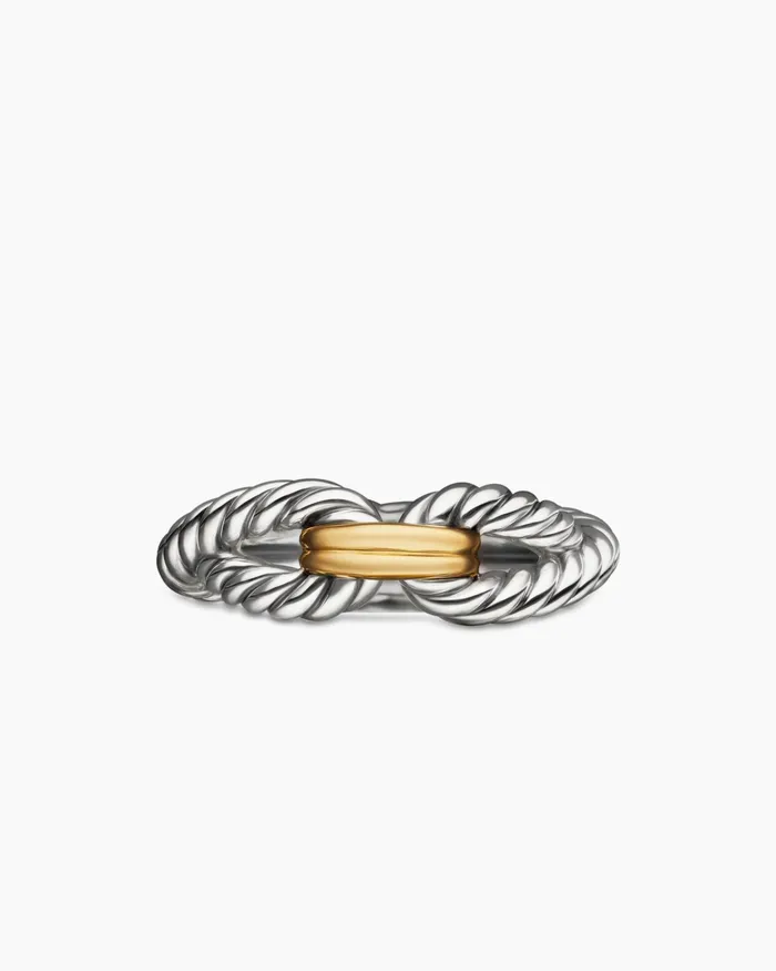 Cable Loop Band Ring In Sterling Silver With 18K Yellow Gold 7mm Women David Yurman Band Cable Loop Band Ring In Sterling Silver With 18K Yellow Gold 7mm Women David Yurman Band
