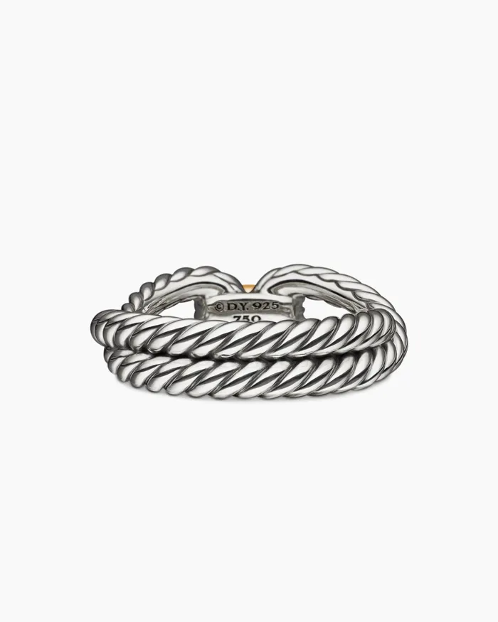Cable Loop Band Ring In Sterling Silver With 18K Yellow Gold 7mm Women David Yurman Band Cable Loop Band Ring In Sterling Silver With 18K Yellow Gold 7mm Women David Yurman Band