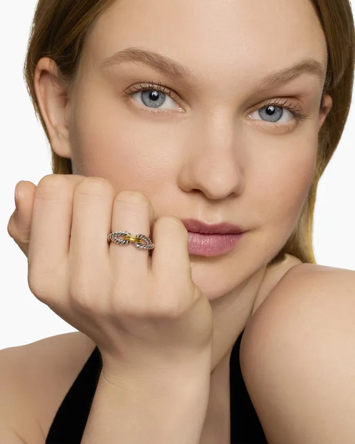 Cable Loop Band Ring In Sterling Silver With 18K Yellow Gold 7mm Women David Yurman Band Cable Loop Band Ring In Sterling Silver With 18K Yellow Gold 7mm Women David Yurman Band