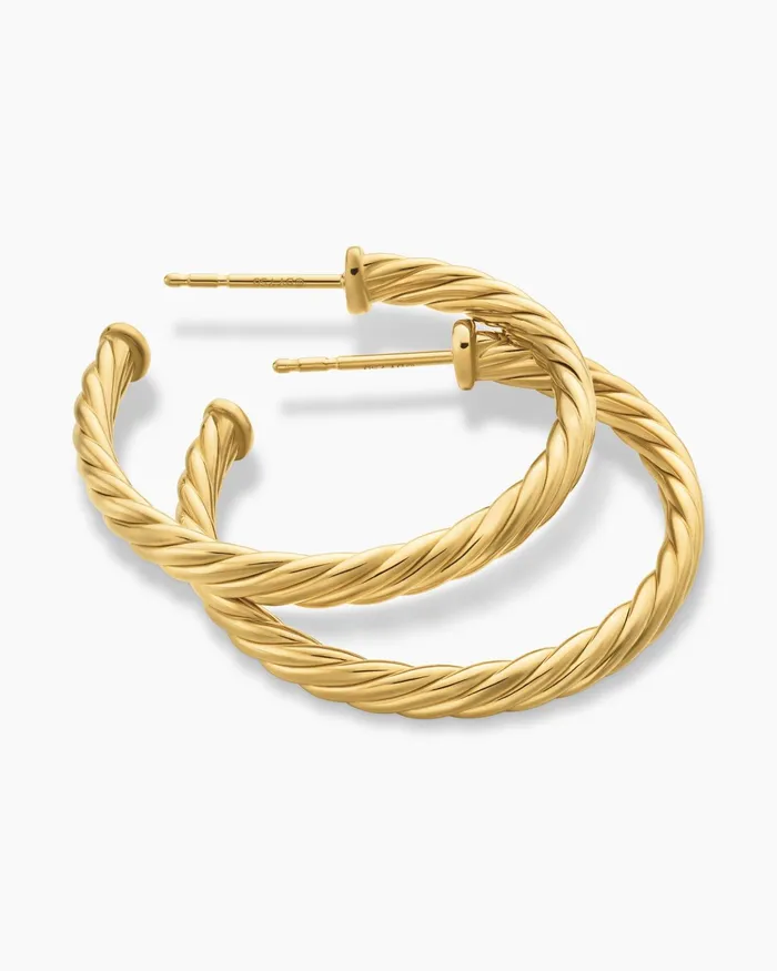 Cablespira Hoop Earrings In 18K Yellow Gold 1in Women David Yurman Hoop Cablespira Hoop Earrings In 18K Yellow Gold 1in Women David Yurman Hoop