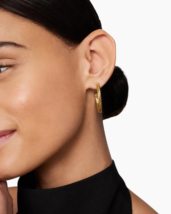 Cablespira Hoop Earrings In 18K Yellow Gold 1in Women David Yurman Hoop Cablespira Hoop Earrings In 18K Yellow Gold 1in Women David Yurman Hoop