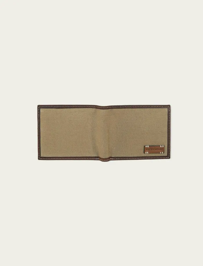 Canvas With Leather Trim Bifold Wallet Natural Men Lucky Brand Bags and Wallets