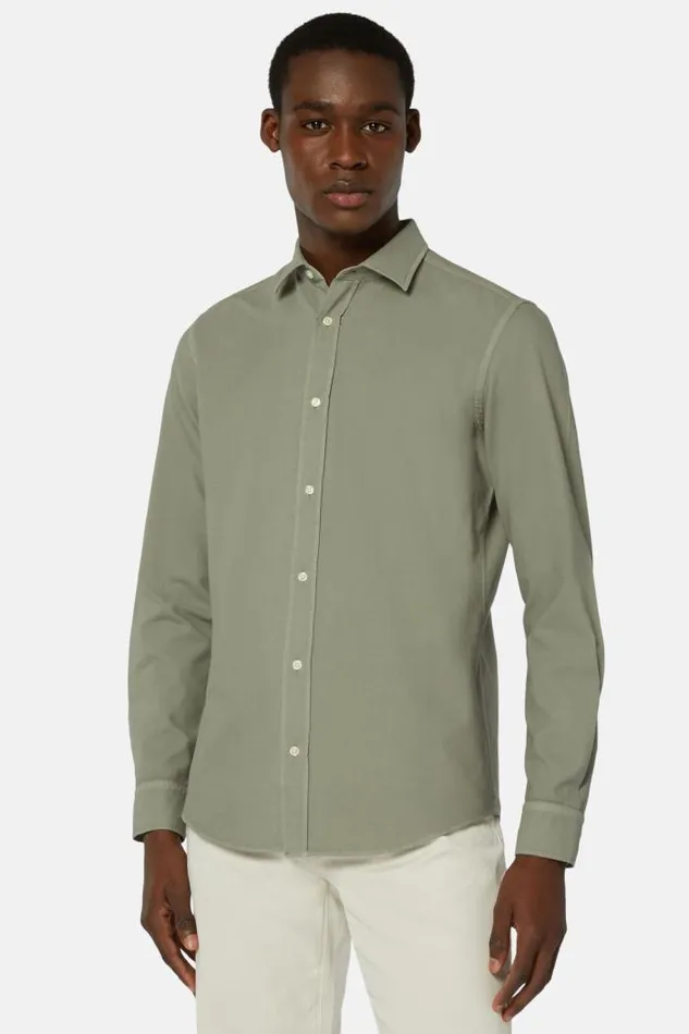 Casual Shirts Men Boggi Milano Regular Fit Military Green Cotton Shirt Military Green Casual Shirts Men Boggi Milano Regular Fit Military Green Cotton Shirt Military Green