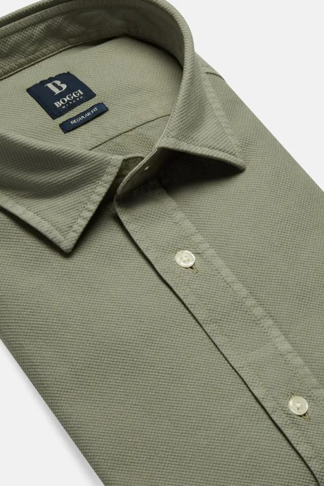 Casual Shirts Men Boggi Milano Regular Fit Military Green Cotton Shirt Military Green Casual Shirts Men Boggi Milano Regular Fit Military Green Cotton Shirt Military Green