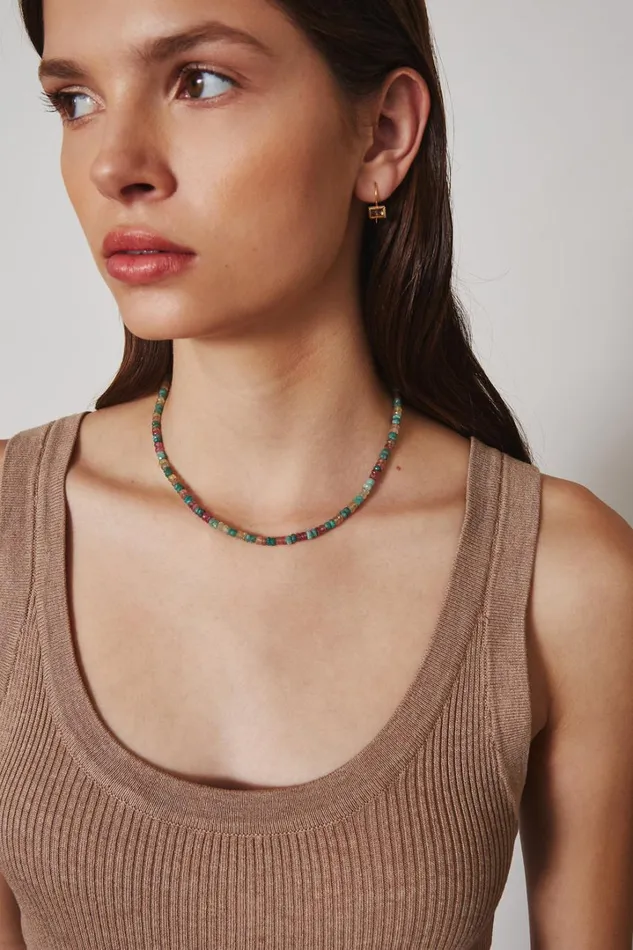 Chan Luu 14k Fine Women 14k Emerald Mix Collar Necklace