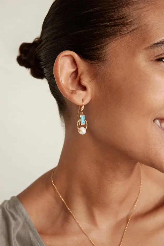 Chan Luu Earrings Women Halo Drop Earrings Turquoise Mix