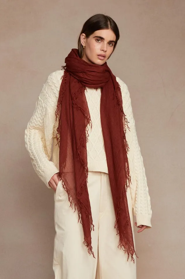 Chan Luu Scarves Women Cashmere And Silk Scarf Fired Brick