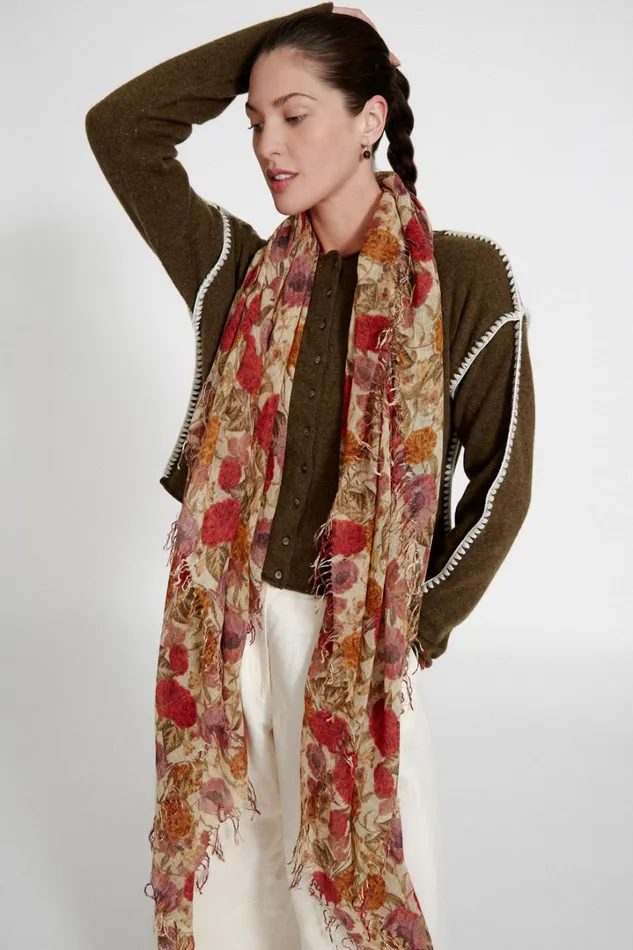 Chan Luu Scarves Women Cashmere And Silk Scarf Marigold Floral