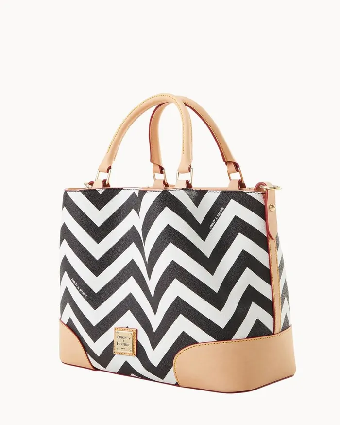Chevron Brenna Black Women Dooney and Bourke Satchels Chevron Brenna Black Women Dooney and Bourke Satchels