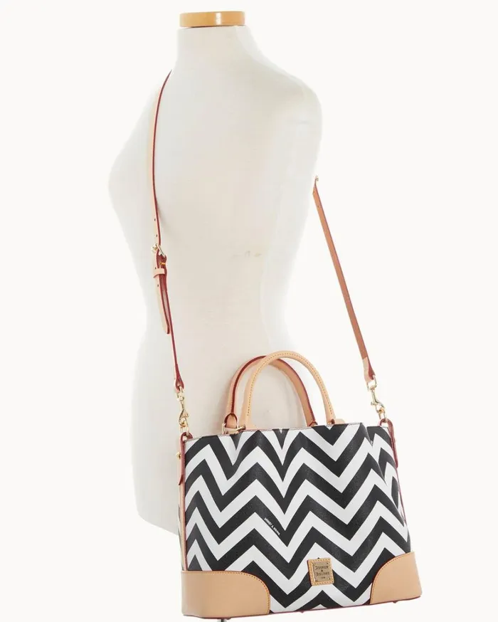 Chevron Brenna Black Women Dooney and Bourke Satchels Chevron Brenna Black Women Dooney and Bourke Satchels