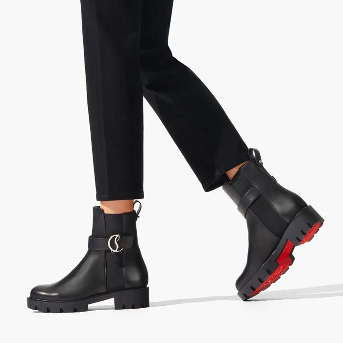 Christian Louboutin Boots Women CL Chelsea Booty Lug Low Boots 8211 Calf Leather 8211 Black Christian Louboutin Boots Women CL Chelsea Booty Lug Low Boots 8211 Calf Leather 8211 Black