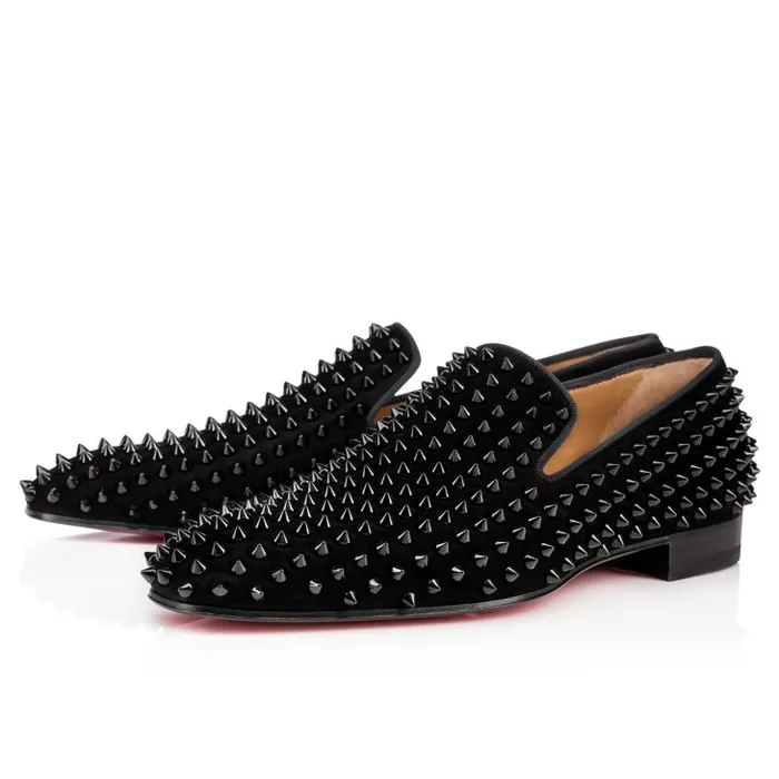 Christian Louboutin Loafers and Moccasins Men Dandelion Spikes Loafers 8211 Veau Velours 8211 Black Christian Louboutin Loafers and Moccasins Men Dandelion Spikes Loafers 8211 Veau Velours 8211 Black