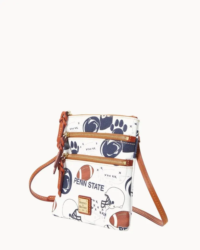Collegiate Penn State University North South Triple Zip Crossbody Penn State Women Dooney and Bourke Crossbodies Collegiate Penn State University North South Triple Zip Crossbody Penn State Women Dooney and Bourke Crossbodies