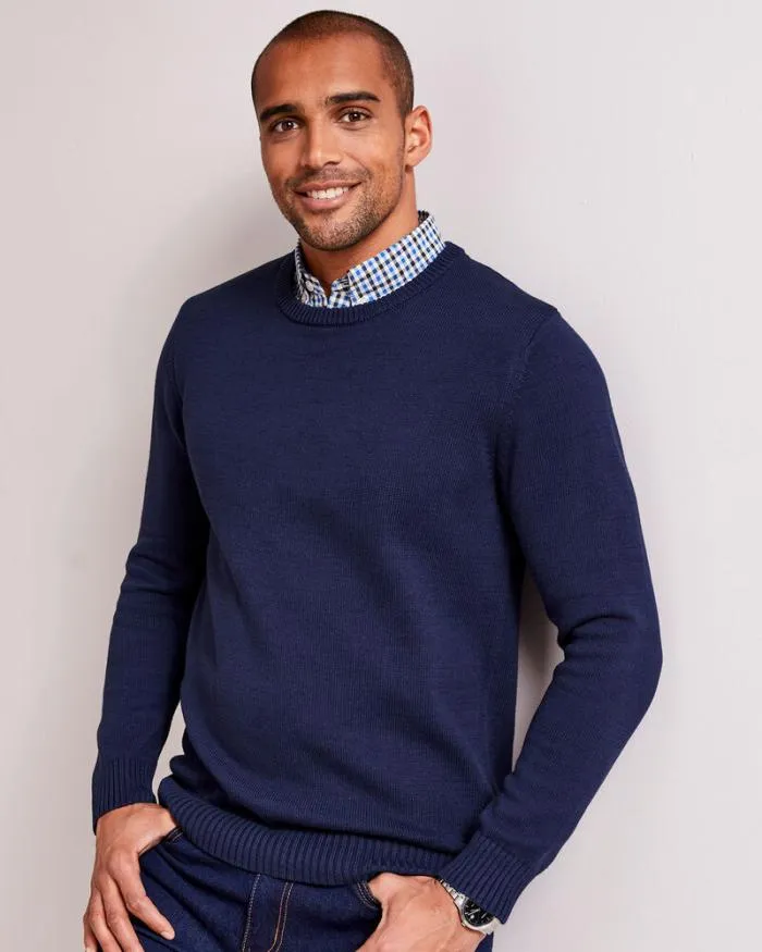 Cotton Traders Knitwear Crew Neck Mock Shirt Jumper 8211 Men