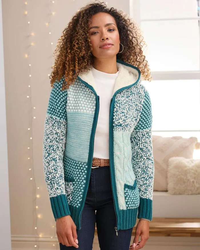 Cotton Traders Knitwear Hooded Knitted Zip Cardigan 8211 Women