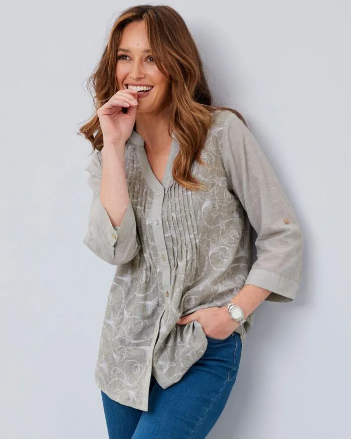 Cotton Traders Shirts and Blouses Daydream Embroidered Cotton Blouse 8211 Women