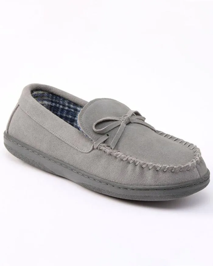 Cotton Traders Slippers Suede Check Lined Moccasin Slippers 8211 Men
