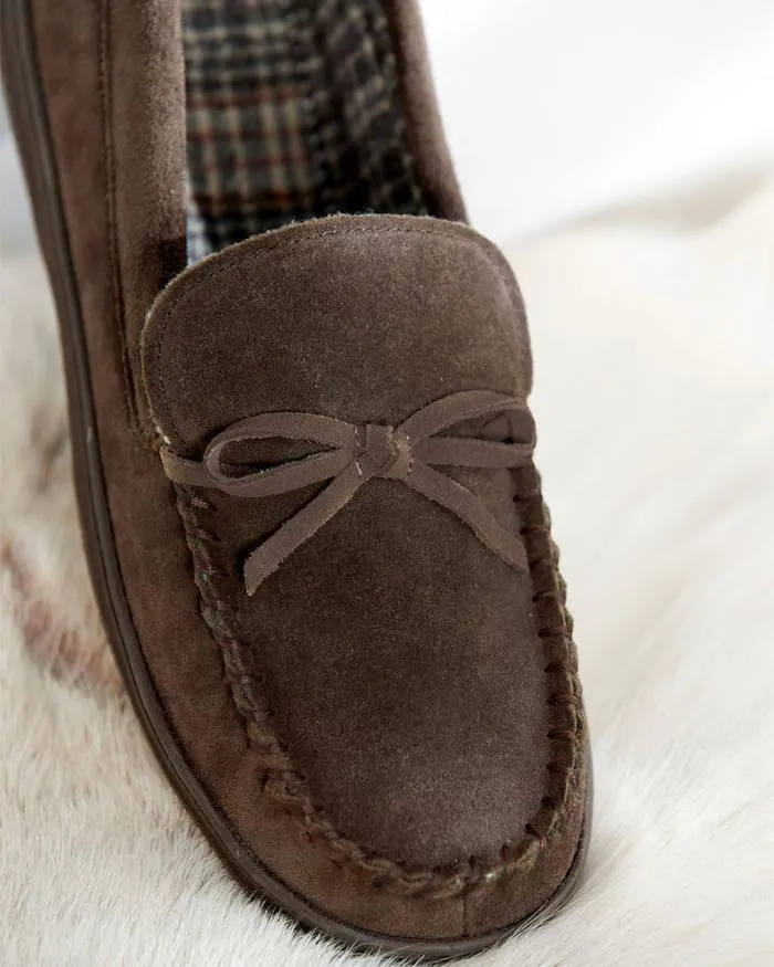 Cotton Traders Slippers Suede Check Lined Moccasin Slippers 8211 Men