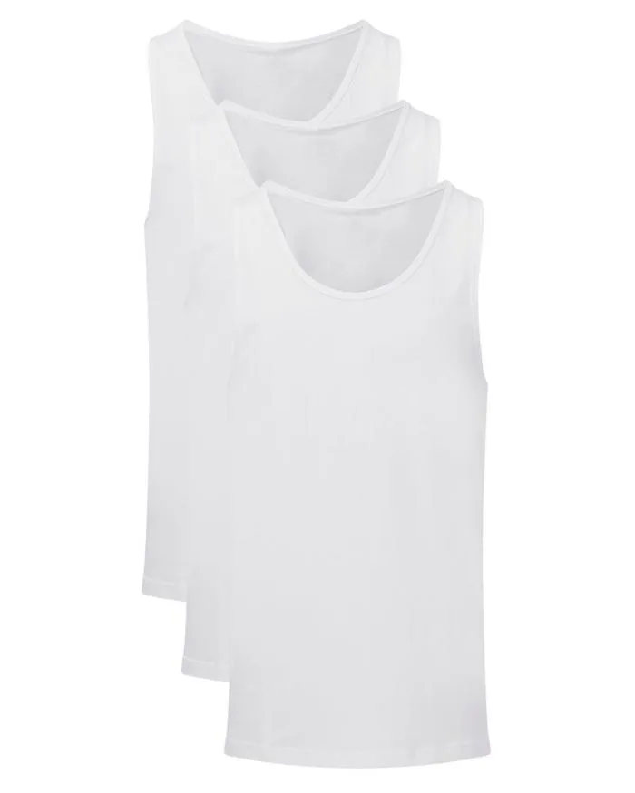 Cotton Traders Tops and TShirts 3 Pack Sleeveless Vests 8211 Men