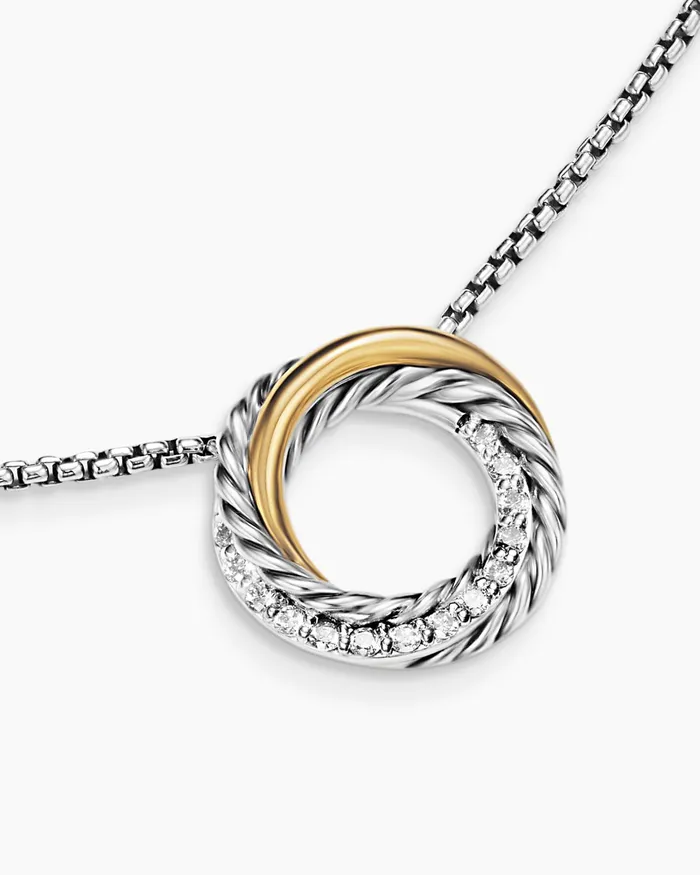 Crossover Pendant Necklace In Sterling Silver With 18K Yellow Gold And Diamonds 145mm Women David Yurman Pendant Crossover Pendant Necklace In Sterling Silver With 18K Yellow Gold And Diamonds 145mm Women David Yurman Pendant
