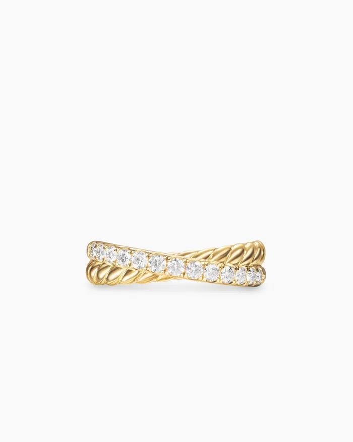 Crossover Two Row Ring In 18K Yellow Gold With Diamonds 5mm Women David Yurman Band Crossover Two Row Ring In 18K Yellow Gold With Diamonds 5mm Women David Yurman Band