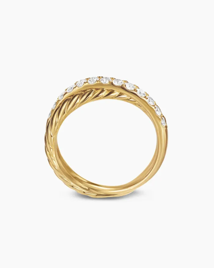 Crossover Two Row Ring In 18K Yellow Gold With Diamonds 5mm Women David Yurman Band Crossover Two Row Ring In 18K Yellow Gold With Diamonds 5mm Women David Yurman Band