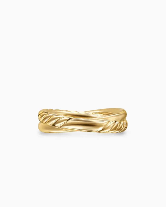Crossover Two Row Ring In 18K Yellow Gold With Diamonds 5mm Women David Yurman Band Crossover Two Row Ring In 18K Yellow Gold With Diamonds 5mm Women David Yurman Band
