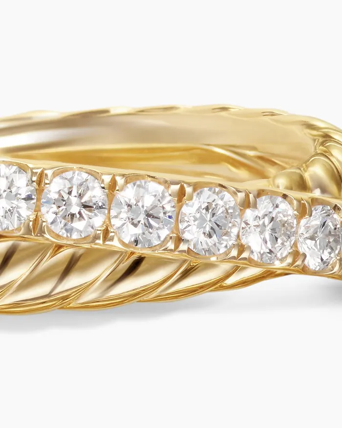 Crossover Two Row Ring In 18K Yellow Gold With Diamonds 5mm Women David Yurman Band Crossover Two Row Ring In 18K Yellow Gold With Diamonds 5mm Women David Yurman Band