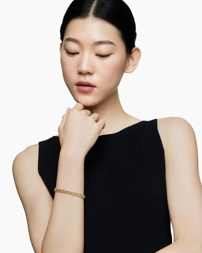 Curb Chain Bracelet In 18K Yellow Gold With Diamonds 7mm Women David Yurman Chain Curb Chain Bracelet In 18K Yellow Gold With Diamonds 7mm Women David Yurman Chain