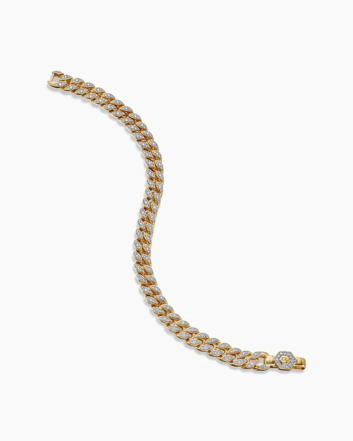Curb Chain Bracelet In 18K Yellow Gold With Diamonds 7mm Women David Yurman Chain Curb Chain Bracelet In 18K Yellow Gold With Diamonds 7mm Women David Yurman Chain