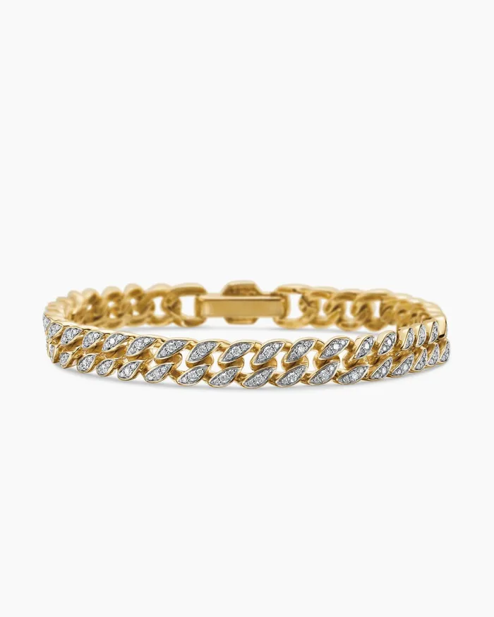 Curb Chain Bracelet In 18K Yellow Gold With Diamonds 7mm Women David Yurman Chain Curb Chain Bracelet In 18K Yellow Gold With Diamonds 7mm Women David Yurman Chain