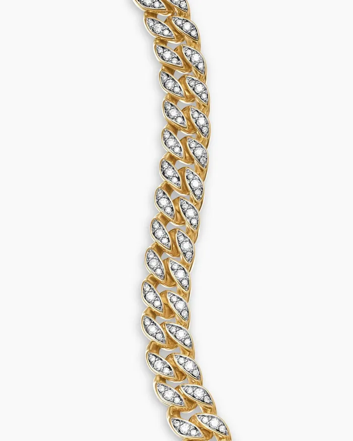 Curb Chain Bracelet In 18K Yellow Gold With Diamonds 7mm Women David Yurman Chain Curb Chain Bracelet In 18K Yellow Gold With Diamonds 7mm Women David Yurman Chain