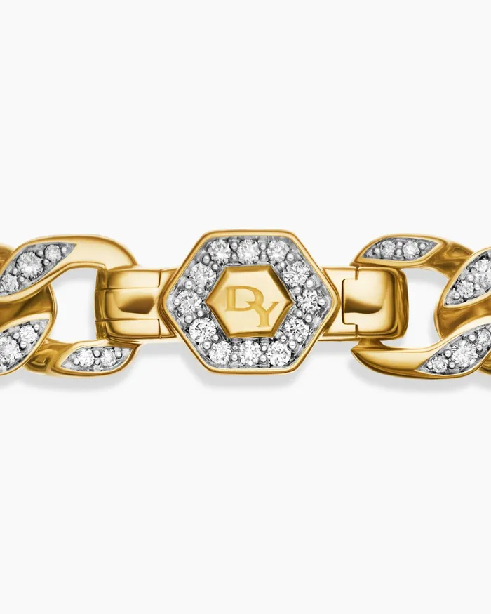 Curb Chain Bracelet In 18K Yellow Gold With Diamonds 7mm Women David Yurman Chain Curb Chain Bracelet In 18K Yellow Gold With Diamonds 7mm Women David Yurman Chain