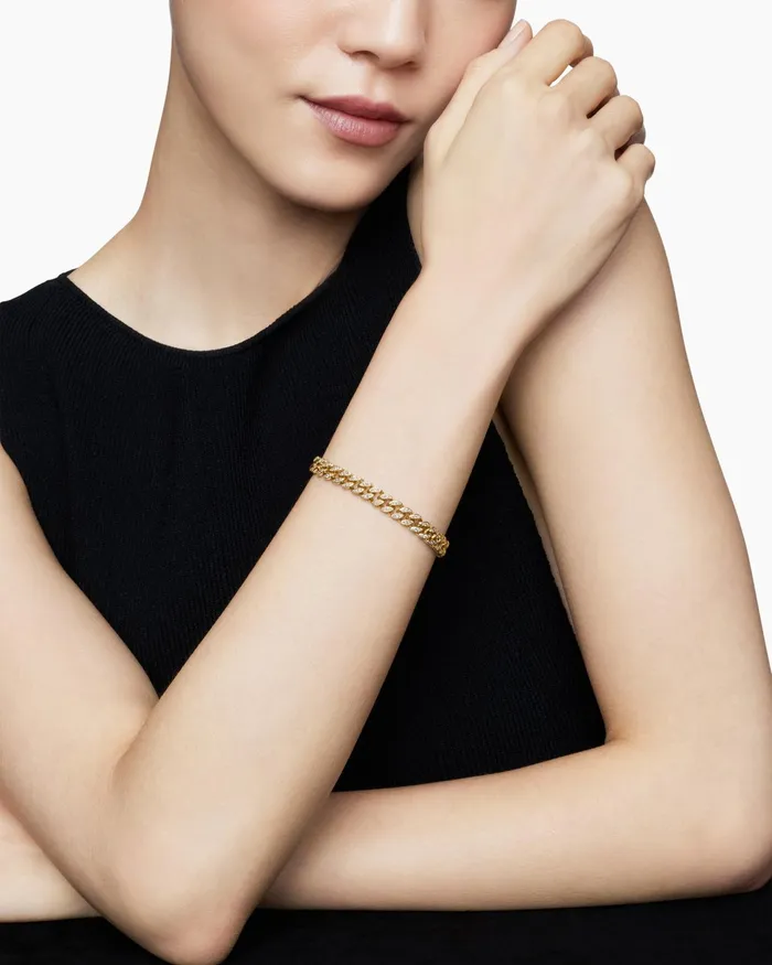 Curb Chain Bracelet In 18K Yellow Gold With Diamonds 7mm Women David Yurman Chain Curb Chain Bracelet In 18K Yellow Gold With Diamonds 7mm Women David Yurman Chain