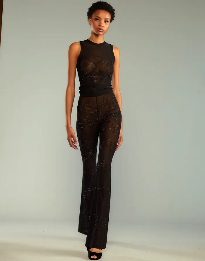 Cynthia Rowley Amelia Crystal Mesh Top Women Tops Cynthia Rowley Amelia Crystal Mesh Top Women Tops