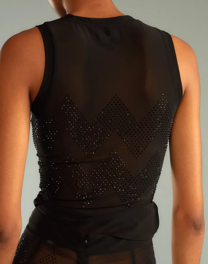 Cynthia Rowley Amelia Crystal Mesh Top Women Tops Cynthia Rowley Amelia Crystal Mesh Top Women Tops