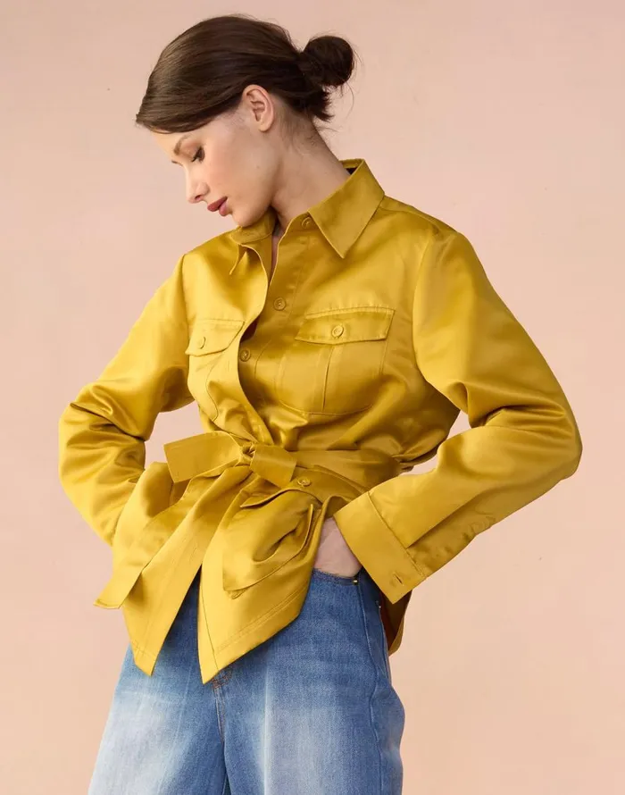 Cynthia Rowley Satin Safari Jacket Women Jackets and Coats Cynthia Rowley Satin Safari Jacket Women Jackets and Coats