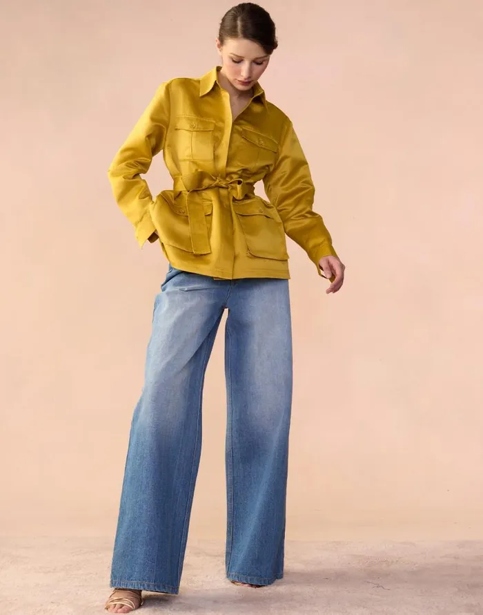Cynthia Rowley Satin Safari Jacket Women Jackets and Coats Cynthia Rowley Satin Safari Jacket Women Jackets and Coats