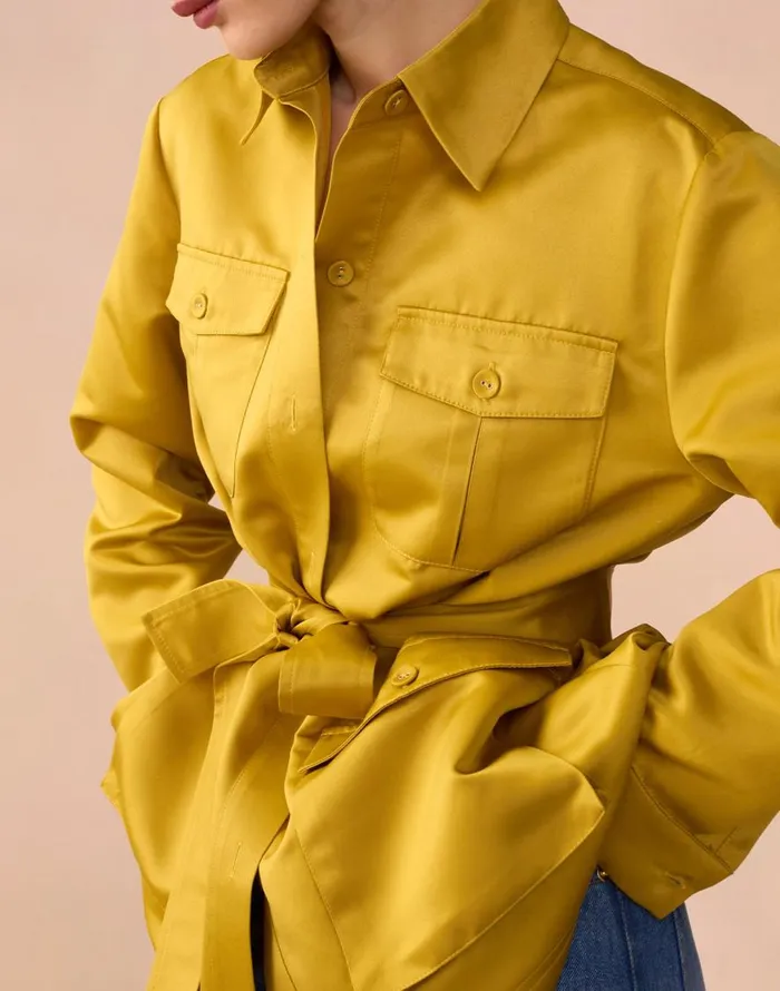 Cynthia Rowley Satin Safari Jacket Women Jackets and Coats Cynthia Rowley Satin Safari Jacket Women Jackets and Coats