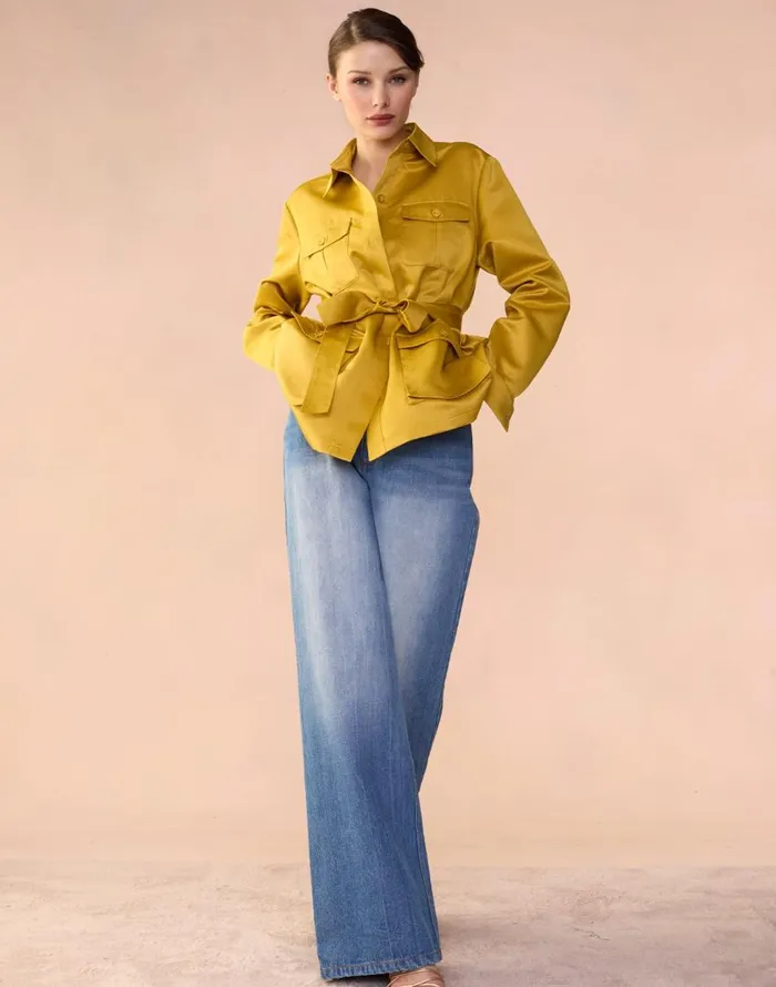 Cynthia Rowley Satin Safari Jacket Women Jackets and Coats Cynthia Rowley Satin Safari Jacket Women Jackets and Coats