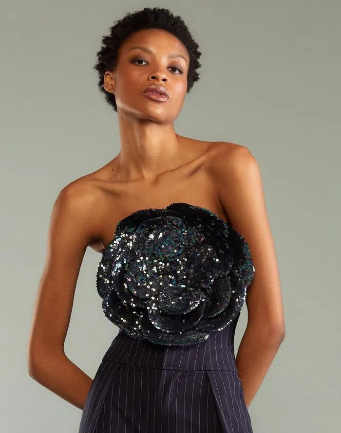 Cynthia Rowley Sequin Flower Bandeau Women Party Shop Cynthia Rowley Sequin Flower Bandeau Women Party Shop