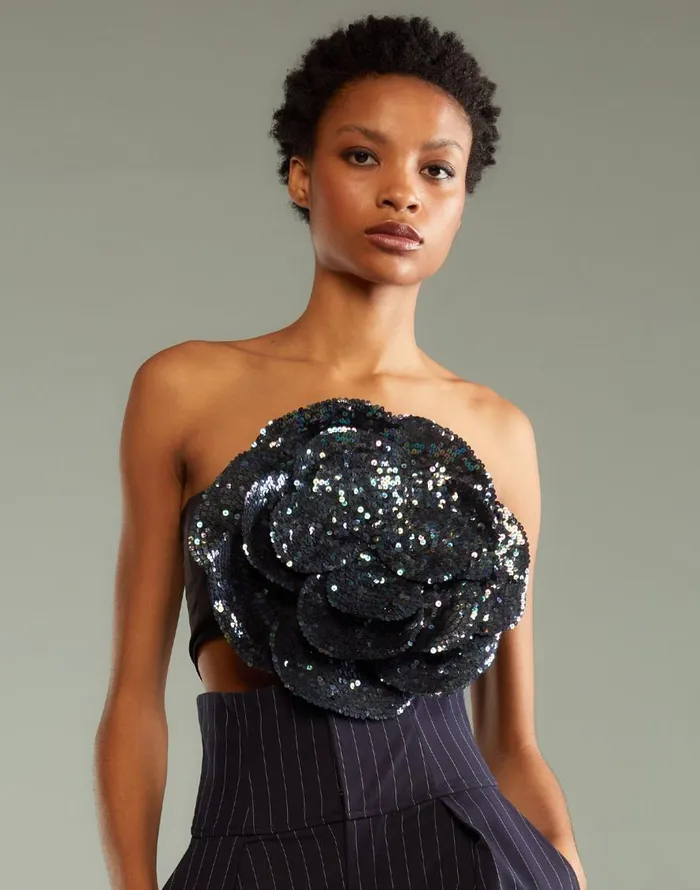 Cynthia Rowley Sequin Flower Bandeau Women Party Shop Cynthia Rowley Sequin Flower Bandeau Women Party Shop