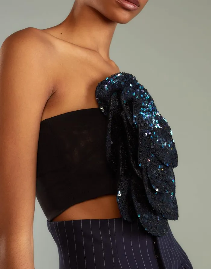 Cynthia Rowley Sequin Flower Bandeau Women Party Shop Cynthia Rowley Sequin Flower Bandeau Women Party Shop