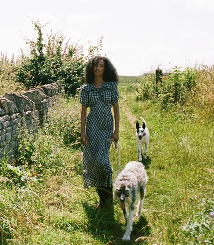 DEN Dresses Women Gwyneira Dress Navy Countryside Plaid DEN Dresses Women Gwyneira Dress Navy Countryside Plaid