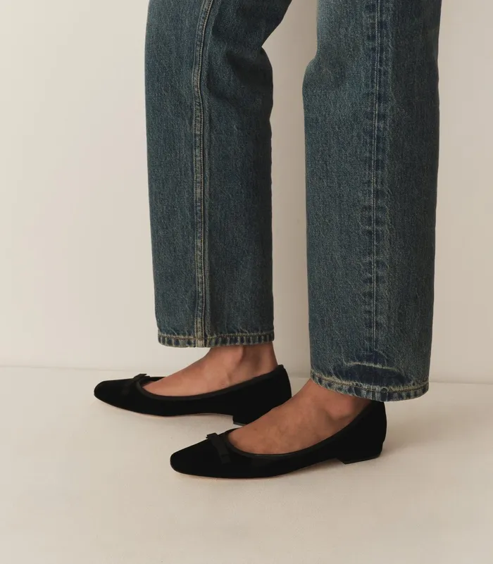 DEN Shoes Women Odette Ballet Flat Black Velvet DEN Shoes Women Odette Ballet Flat Black Velvet