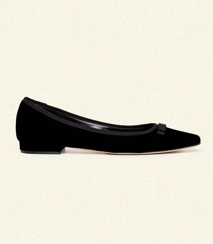 DEN Shoes Women Odette Ballet Flat Black Velvet DEN Shoes Women Odette Ballet Flat Black Velvet
