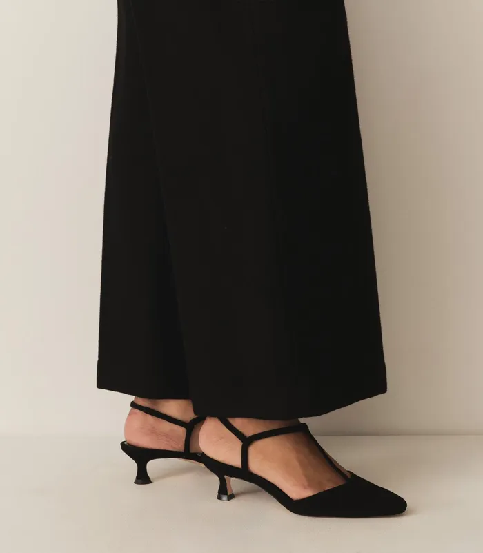 DEN Shoes Women Tabitha TStrap Heel Black Suede DEN Shoes Women Tabitha TStrap Heel Black Suede