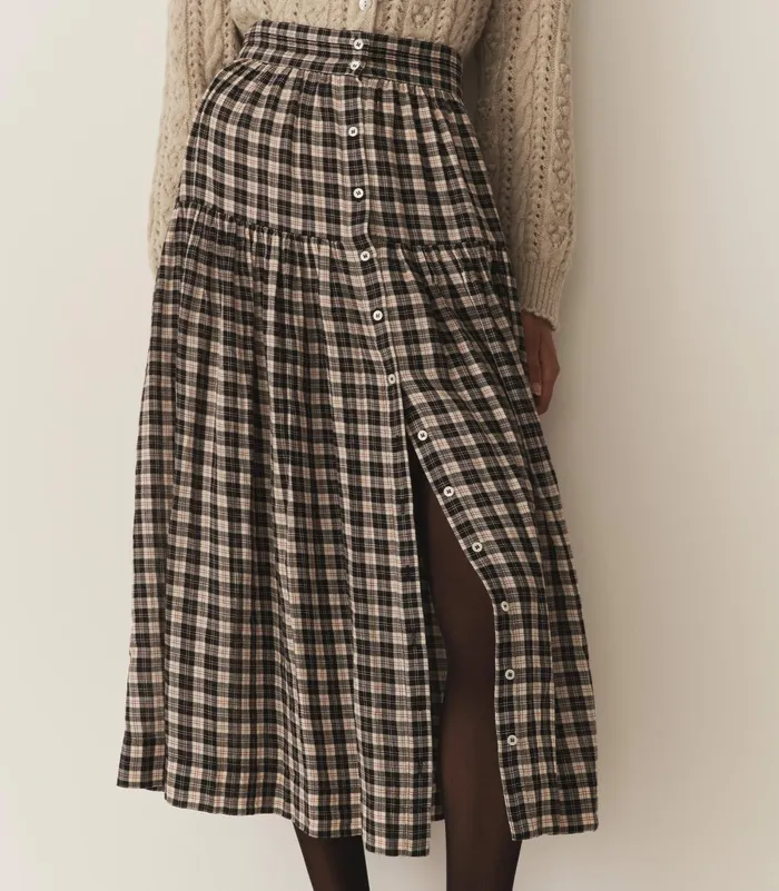 DEN Skirts Women Fabienne Skirt Navy Countryside Plaid DEN Skirts Women Fabienne Skirt Navy Countryside Plaid